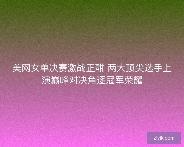 美网女单决赛激战正酣 两大顶尖选手上演巅峰对决角逐冠军荣耀